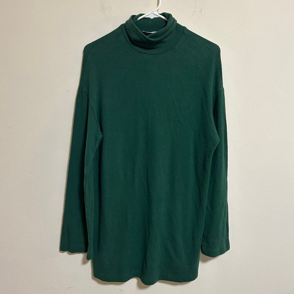 Reformation Dark Green Turtleneck Sweater Dress Sz Small EUC Tencel/Cotton